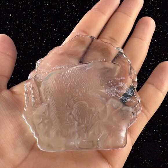 Vintage Clear Sweden Art Glass Paperweight Polar Bear Figurine Flat Side Swedish - Picture 14 of 16